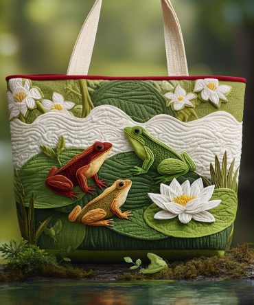 Peaceful Pondside Quilted Tote Bag