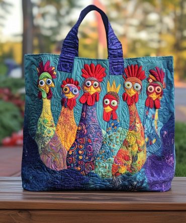 Pecking Paradise Quilted Tote Bag