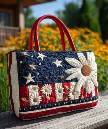 Petals Over America Quilted Tote Bag