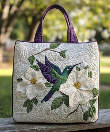 Petals In Flight Quilted Tote Bag