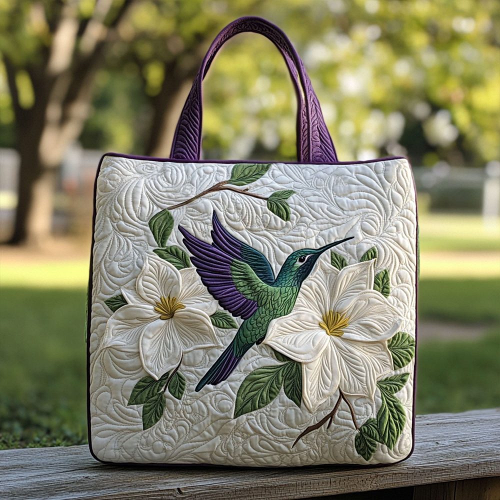 Petals In Flight Quilted Tote Bag