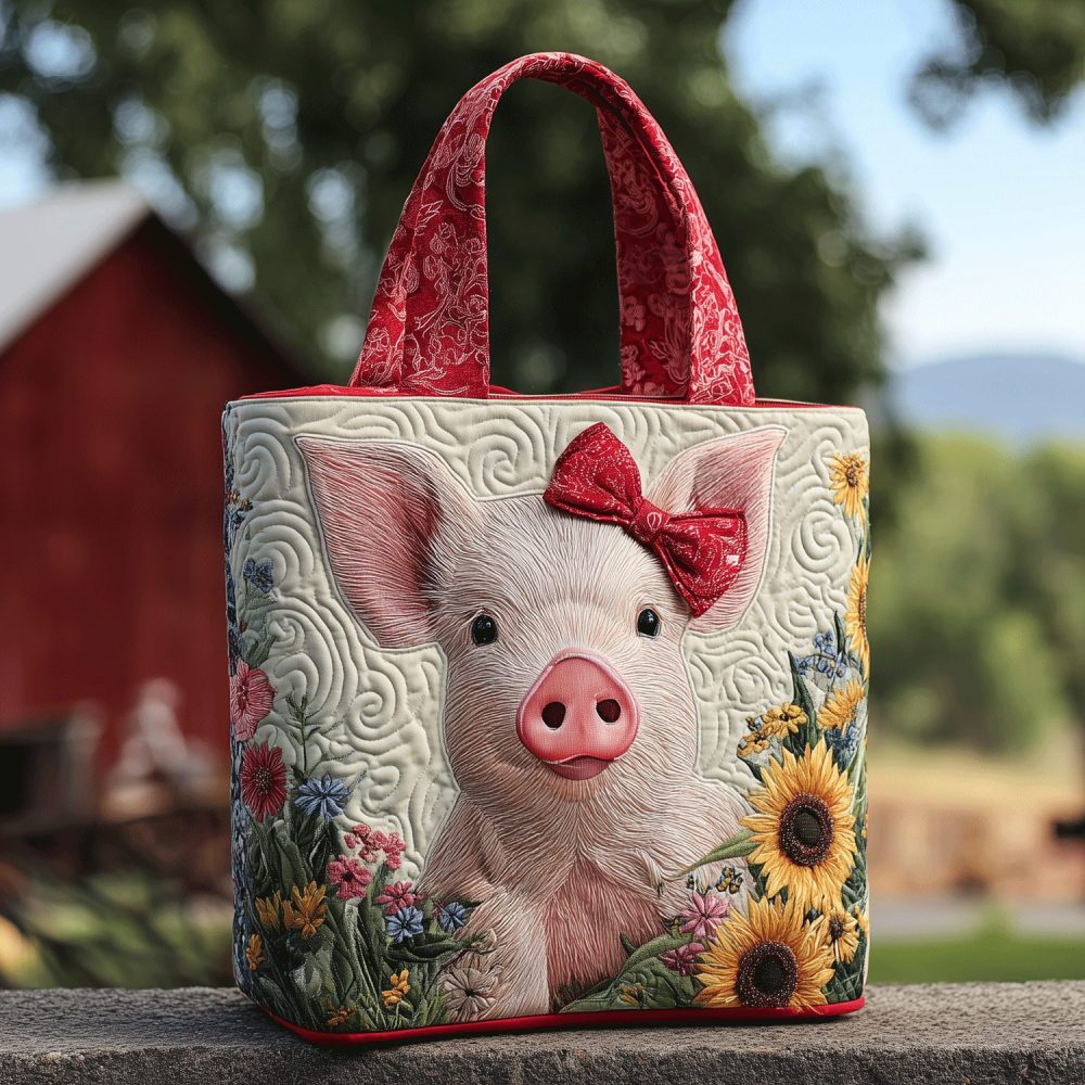 Piggy Floral Quilted Tote Bag