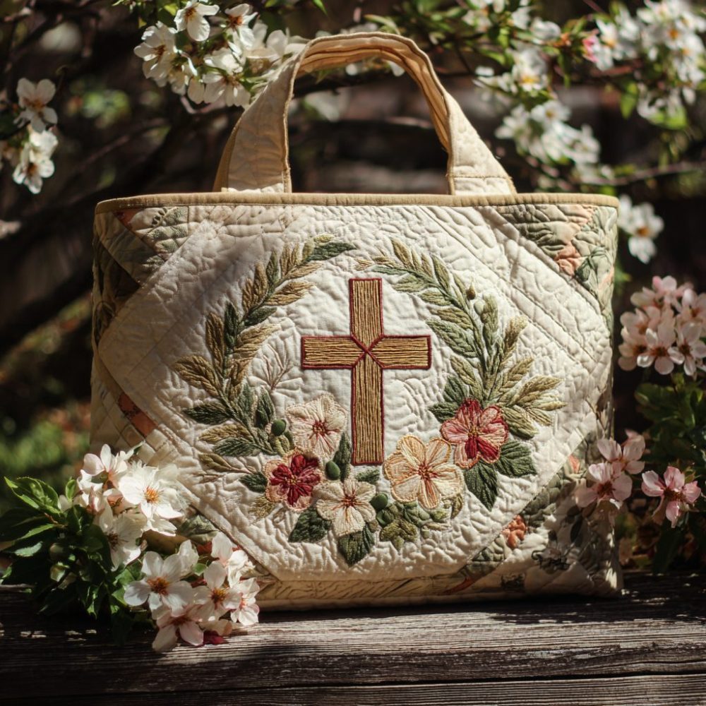 Pillar Of Faith Quilted Tote Bag
