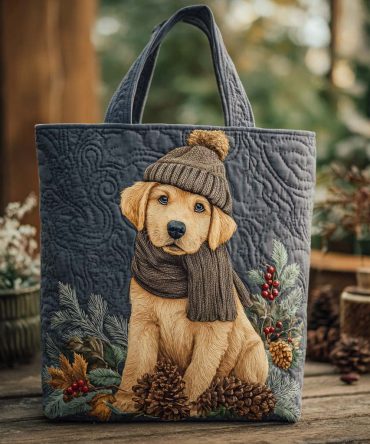 Pinecone Labrador Quilted Tote Bag