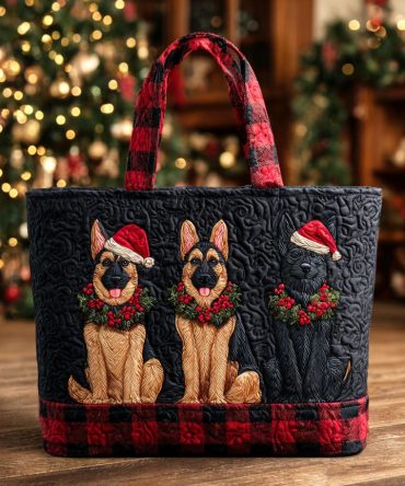 Plaid Shepherd Pair Quilted Tote Bag