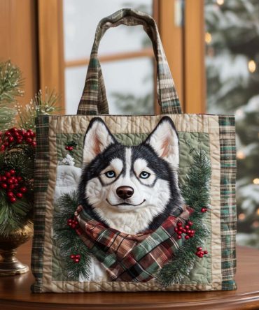 Plaid Smile Quilted Tote Bag