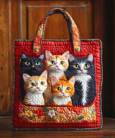 Playful Whiskers Quilted Tote Bag