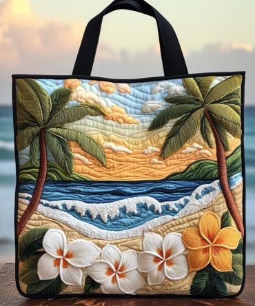 Plumeria Bliss Quilted Tote Bag