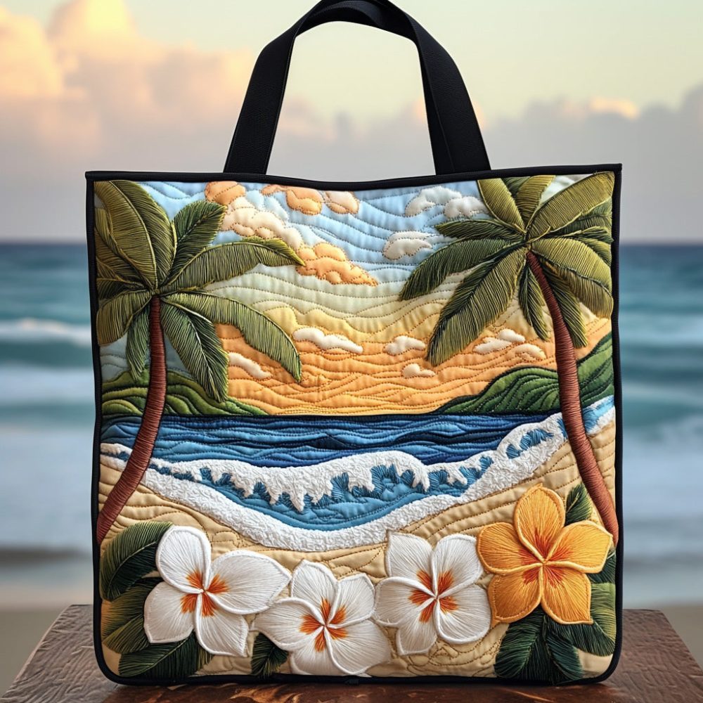 Plumeria Bliss Quilted Tote Bag