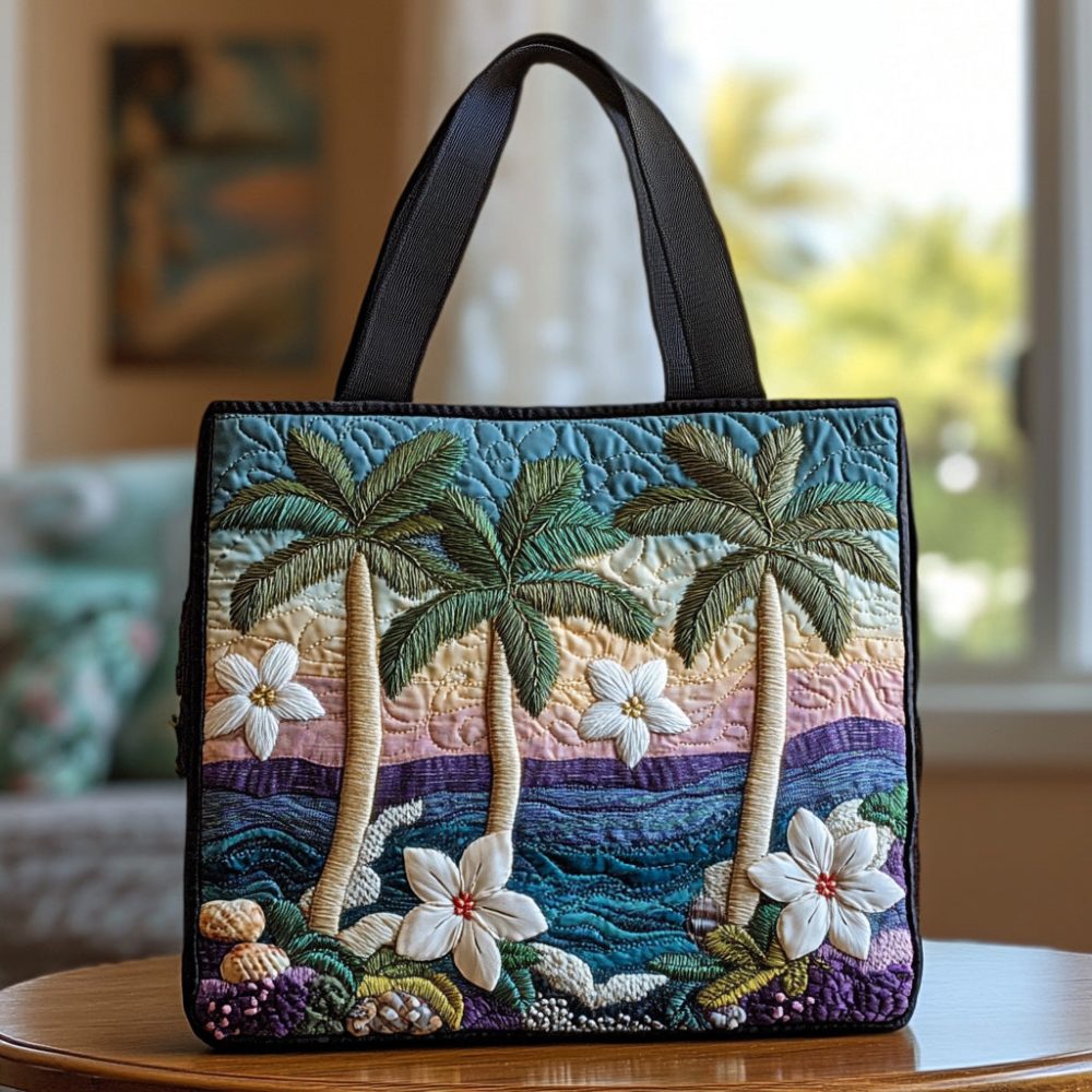 Plumeria Charm Quilted Tote Bag