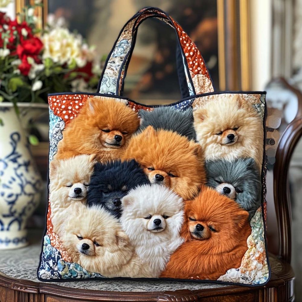 Pomeranian Quilted Tote Bag - Image 3