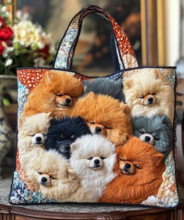 Pom Dream Nest Quilted Tote Bag