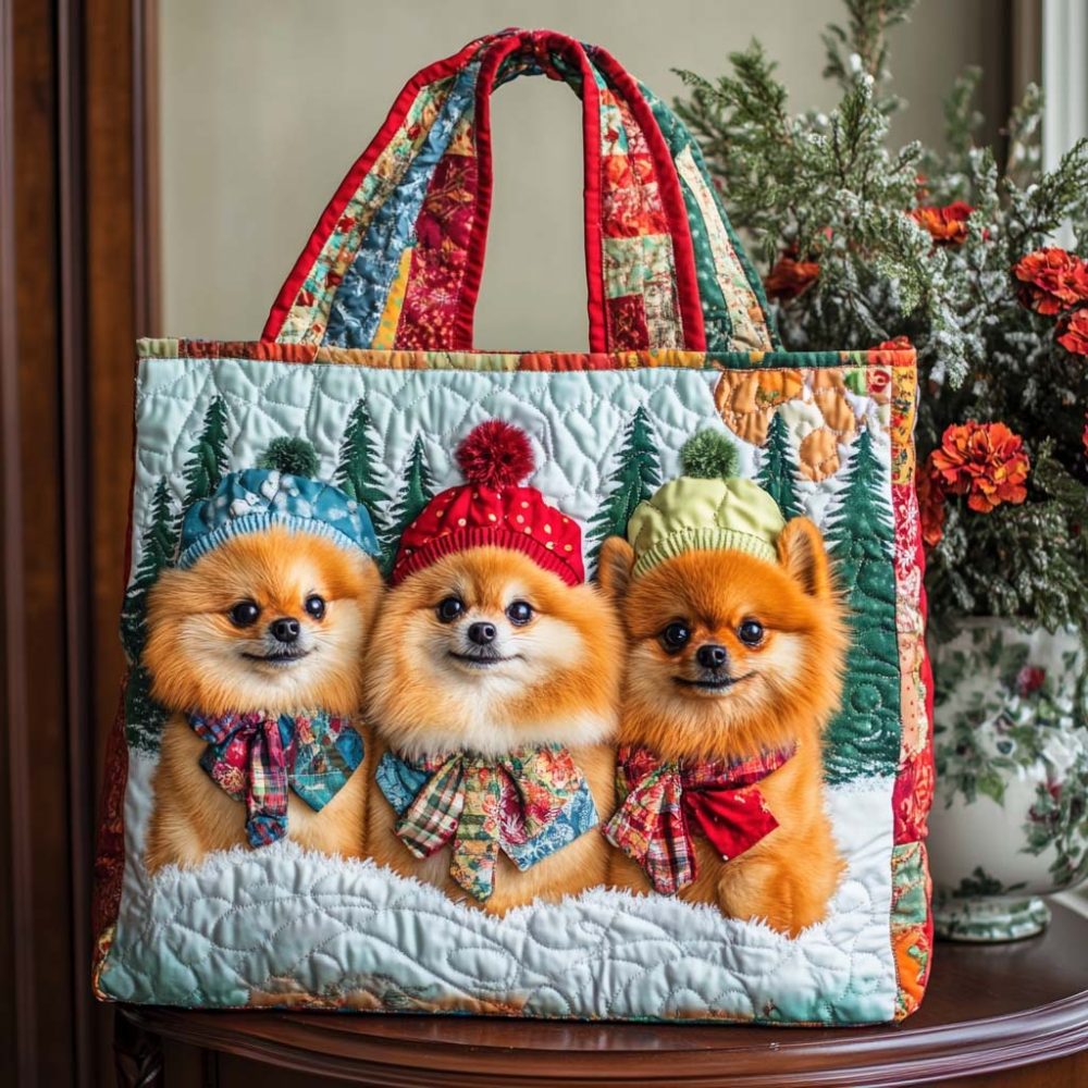 Pomeranian Quilted Tote Bag - Image 4