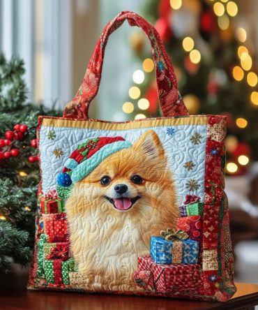 Pom Gift Time Quilted Tote Bag