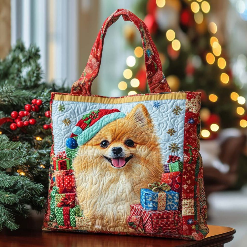 Pom Gift Time Quilted Tote Bag