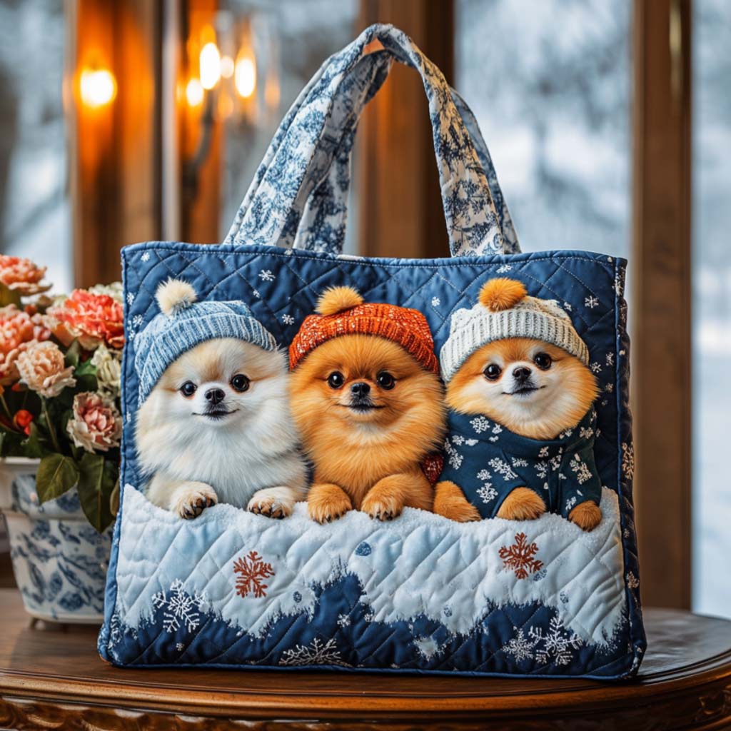 Pomeranian Quilted Tote Bag - Image 7