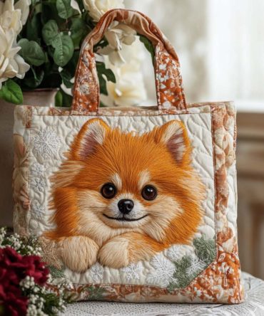 Pom Snow Charm Quilted Tote Bag