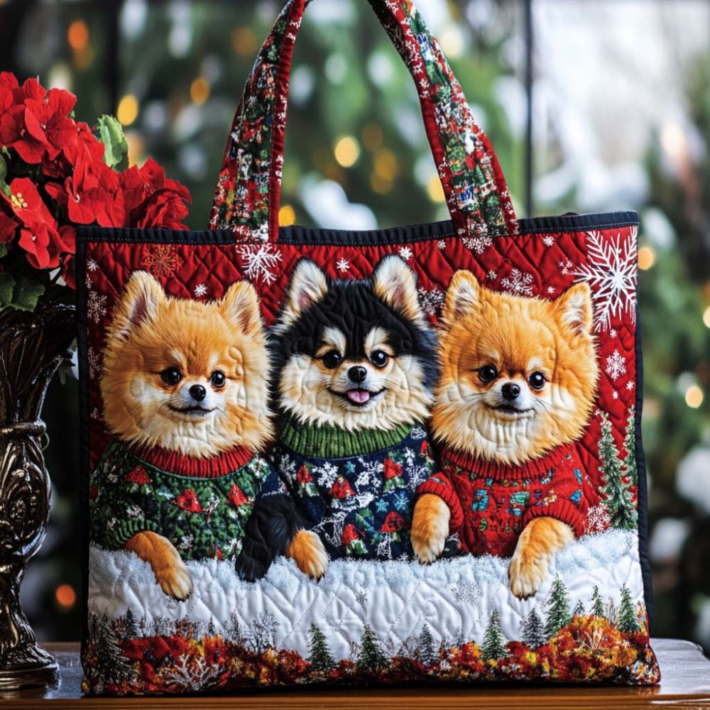Pomeranian Quilted Tote Bag - Image 9