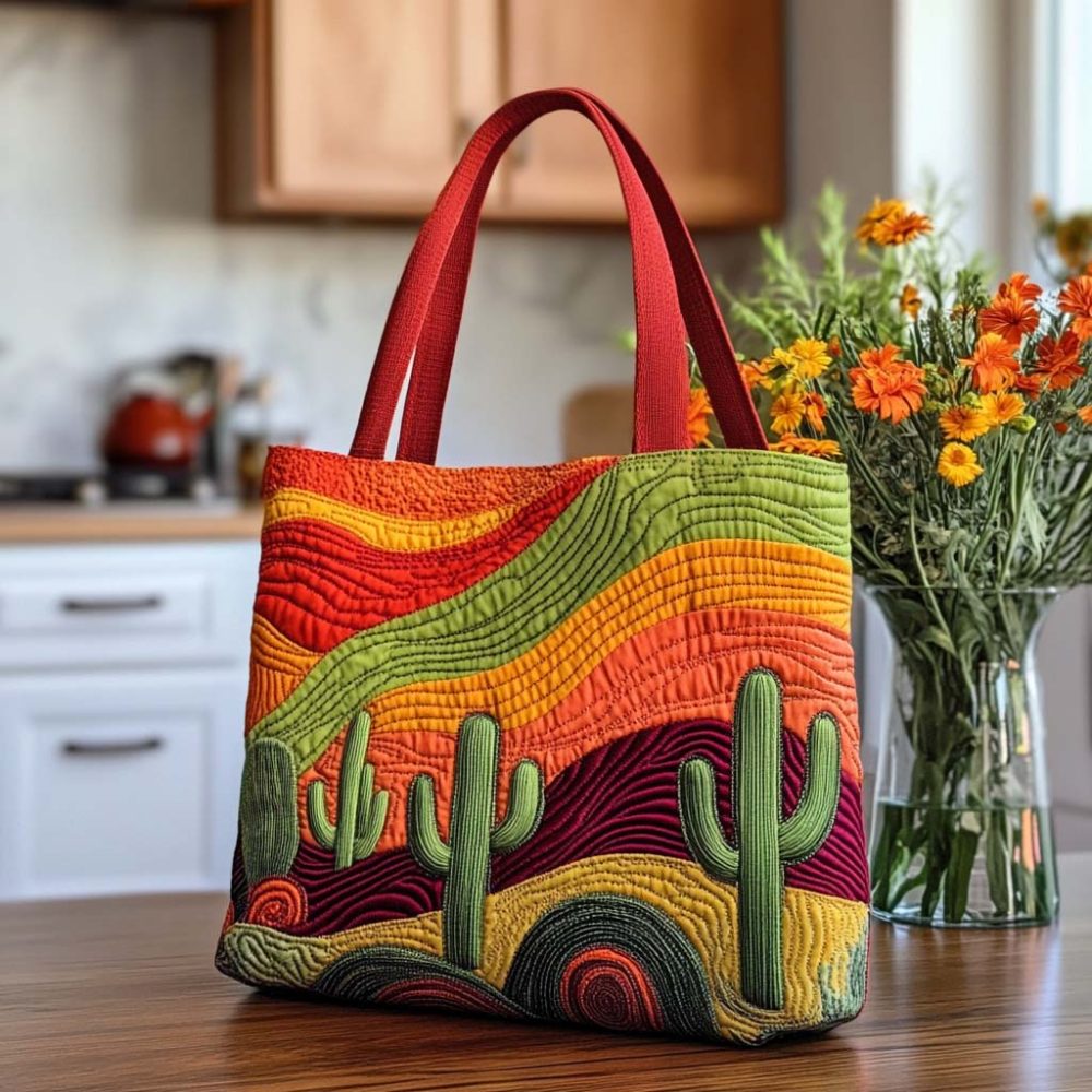 Prickly Paradise Quilted Tote Bag