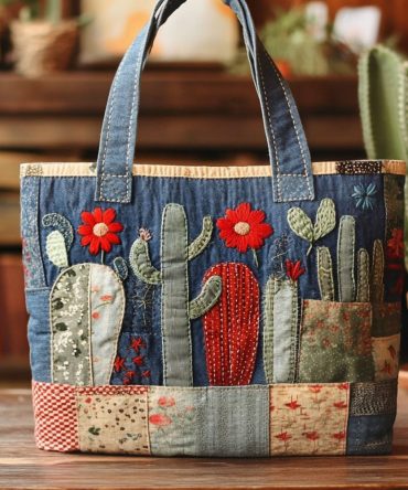 Prickly Poetry Quilted Tote Bag