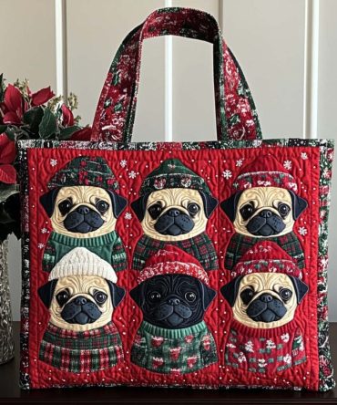 Pug Bliss Quilted Tote Bag