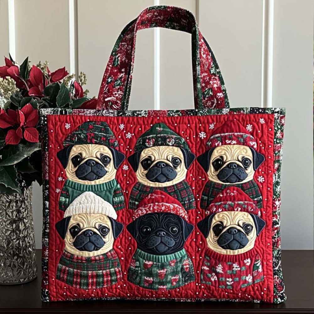 Pug Bliss Quilted Tote Bag