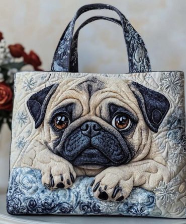 Pug Charm Quilted Tote Bag