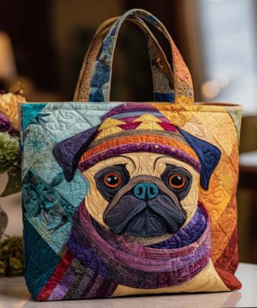 Pug Delight Quilted Tote Bag