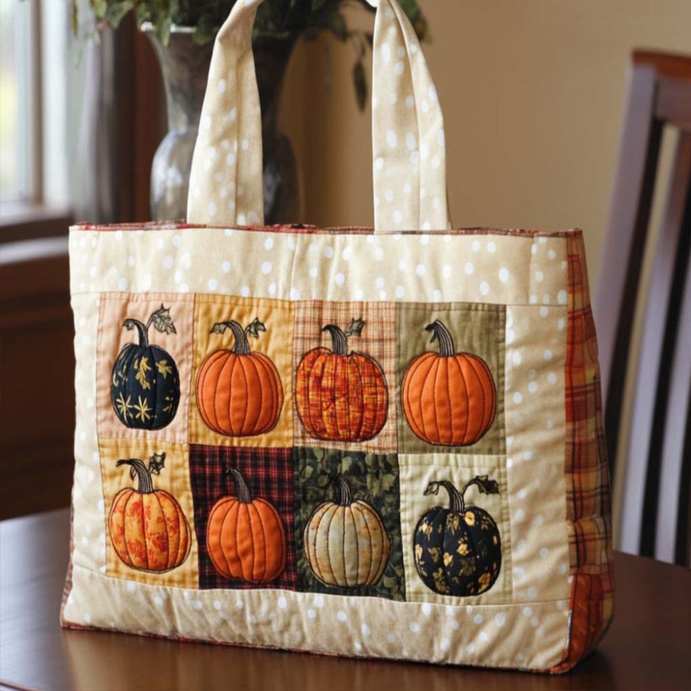Pumpkin Lane Quilted Tote Bag