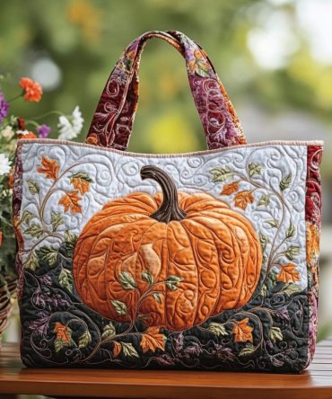 Pumpkin Delight Quilted Tote Bag
