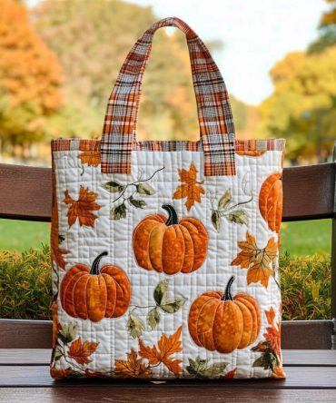Pumpkin Dreams Quilted Tote Bag