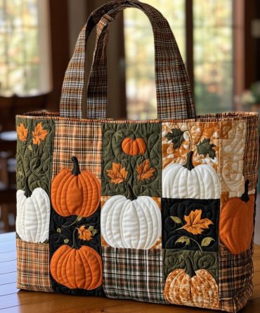 Pumpkin Patch Quilted Tote Bag