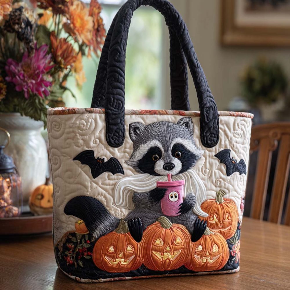 Pumpkin Sipper Quilted Tote Bag
