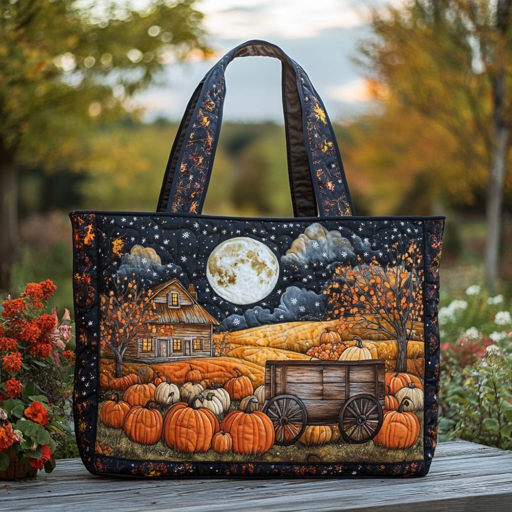 Pumpkin Trail Quilted Tote Bag