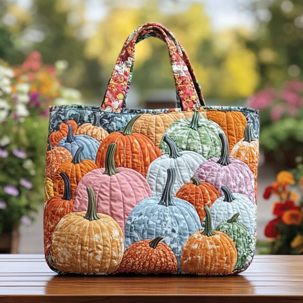 Pumpkin Vibes Quilted Tote Bag