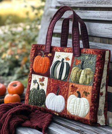 Pumpkin Whisper Quilted Tote Bag