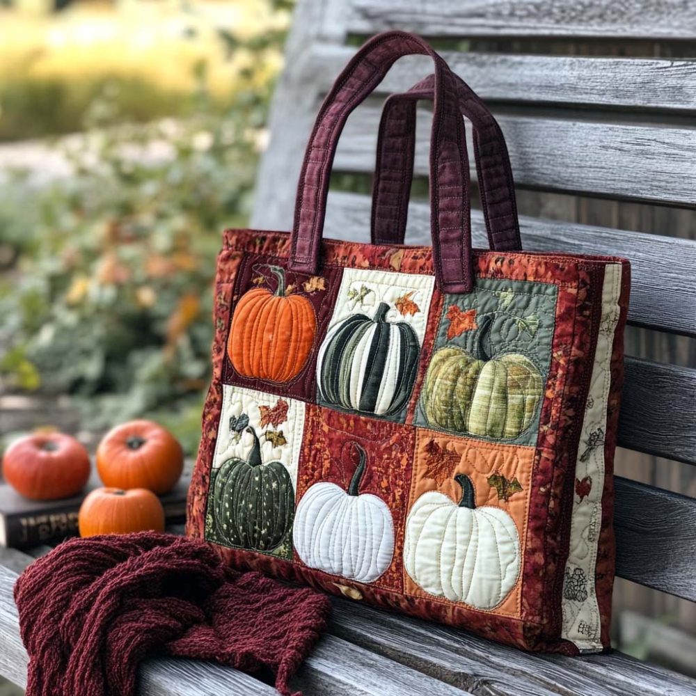 Pumpkin Whisper Quilted Tote Bag