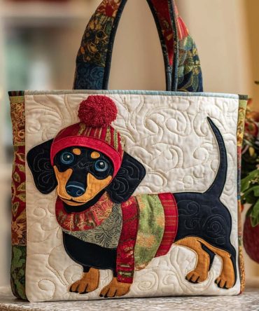 Puppy Charm Quilted Tote Bag