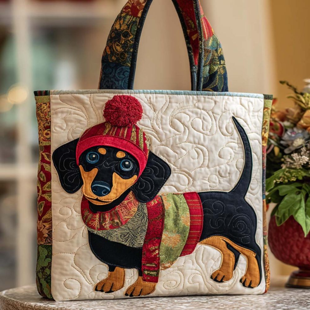 Puppy Charm Quilted Tote Bag