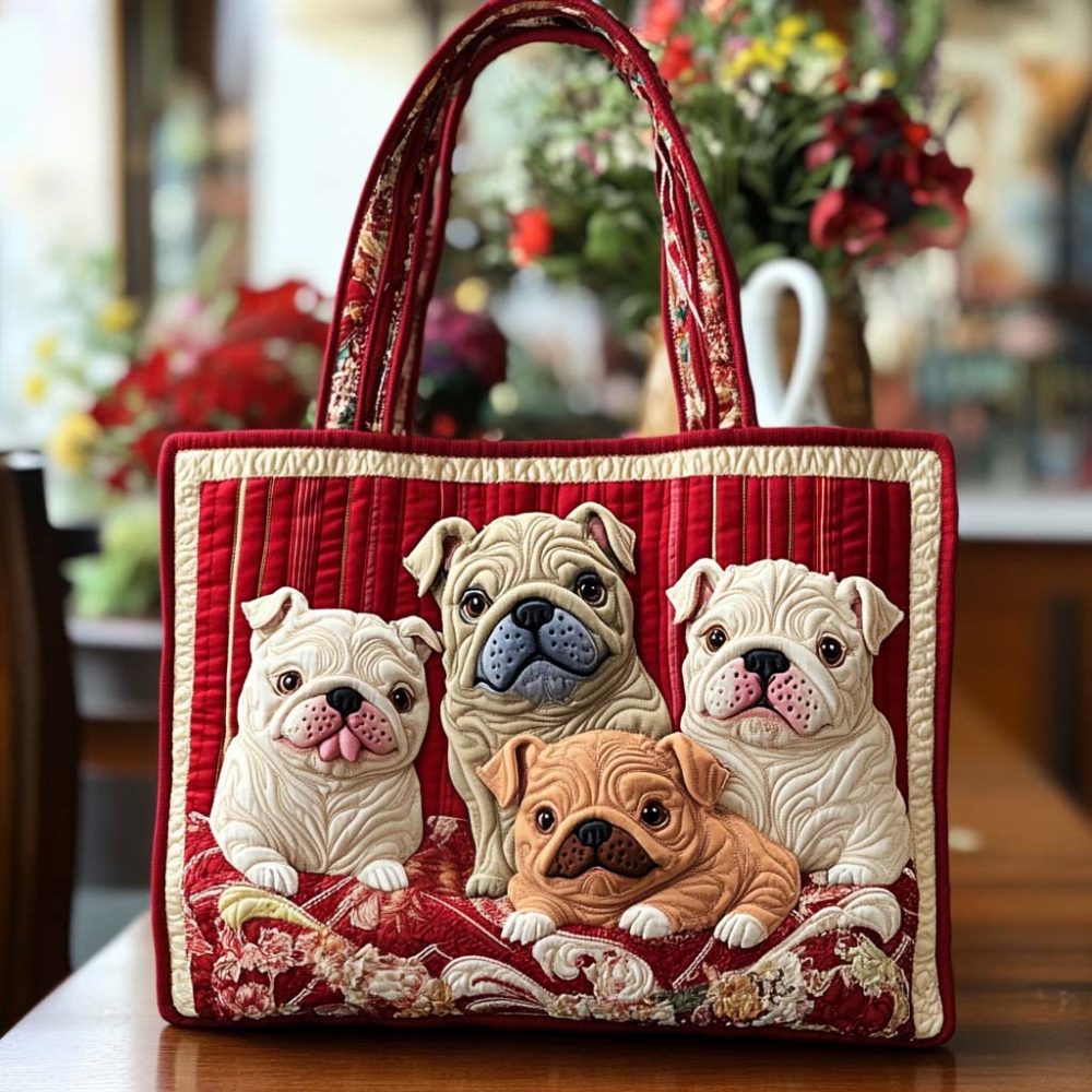 Puppy Cozy Time Quilted Tote Bag