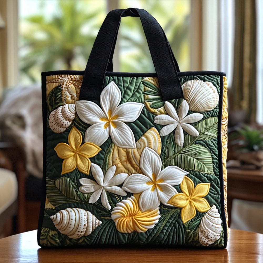 Pure Plumeria Quilted Tote Bag