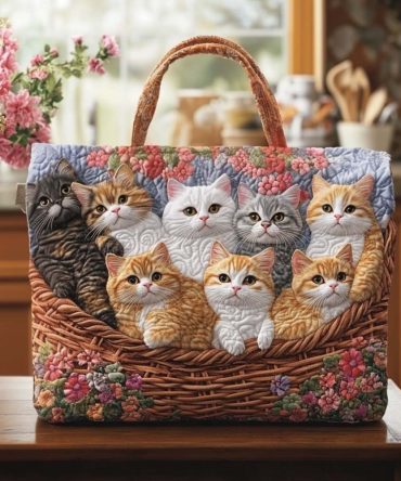 Purrfect Moments Quilted Tote Bag