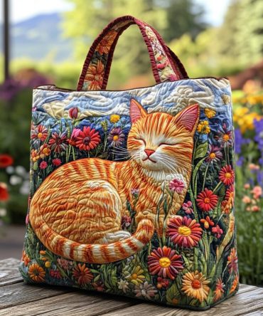 Purrfect Naps Quilted Tote Bag