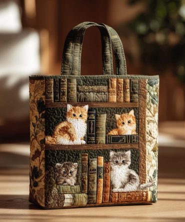 Purring Tale Quilted Tote Bag