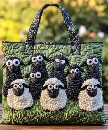 Quiet Sheep Quilted Tote Bag