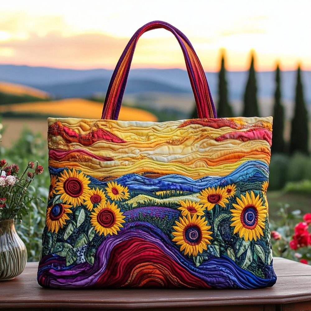 Radiant Hills Quilted Tote Bag