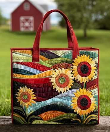 Radiant Landscape Quilted Tote Bag