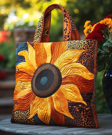 Radiant Petal Power Quilted Tote Bag