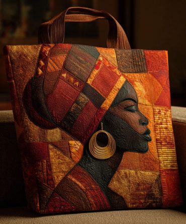 Regal Black Woman Quilted Tote Bag