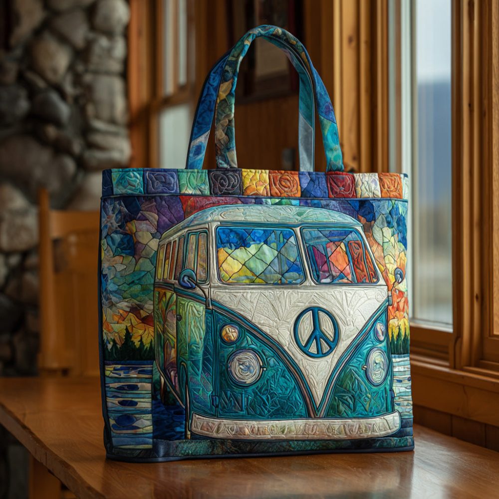 Retro Motion V2 Quilted Tote Bag